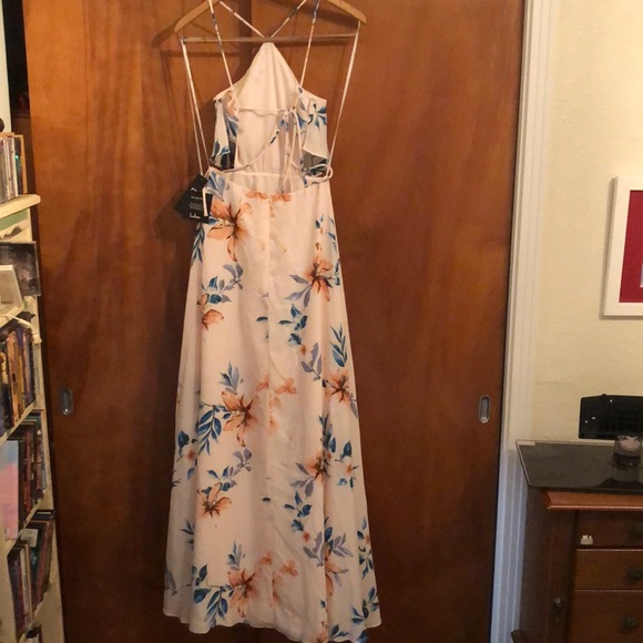 Floral Peach Lulus Halter Dress - Picture 2 of 3
